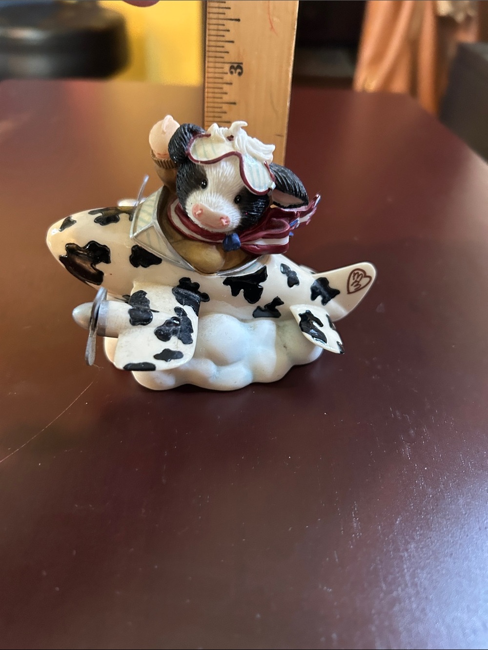 Mary Moos Cow-Airplane Figurine with Scarf
